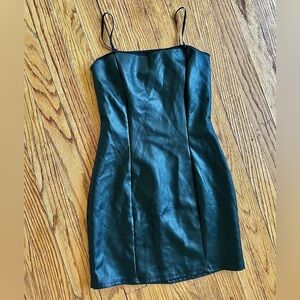 Women's Black Faux Leather Bodycon Dress - Sleek Mini